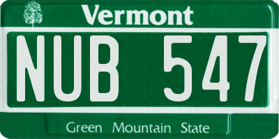 VT license plate NUB547