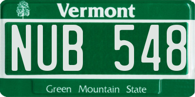VT license plate NUB548