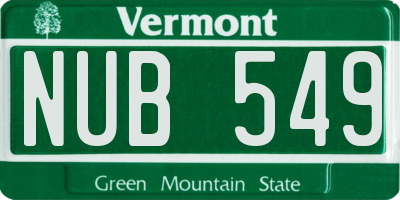VT license plate NUB549