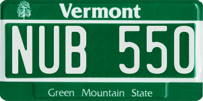 VT license plate NUB550