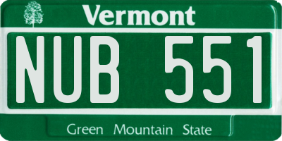 VT license plate NUB551