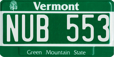 VT license plate NUB553