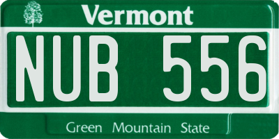 VT license plate NUB556
