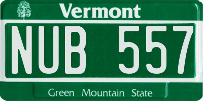 VT license plate NUB557