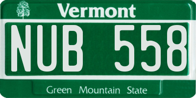 VT license plate NUB558