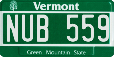 VT license plate NUB559