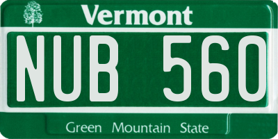 VT license plate NUB560
