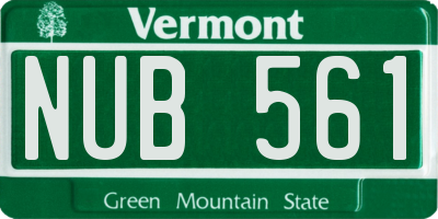 VT license plate NUB561