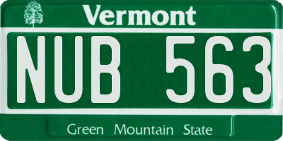VT license plate NUB563