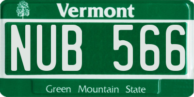 VT license plate NUB566