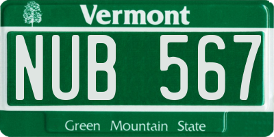 VT license plate NUB567