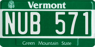 VT license plate NUB571