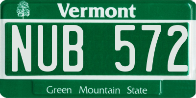 VT license plate NUB572