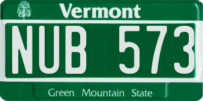 VT license plate NUB573