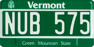 VT license plate NUB575