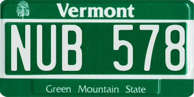 VT license plate NUB578