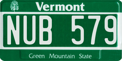 VT license plate NUB579