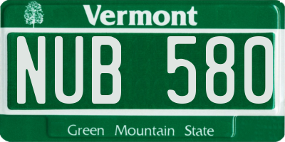 VT license plate NUB580