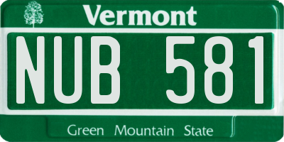 VT license plate NUB581