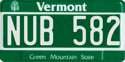 VT license plate NUB582