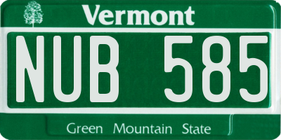 VT license plate NUB585