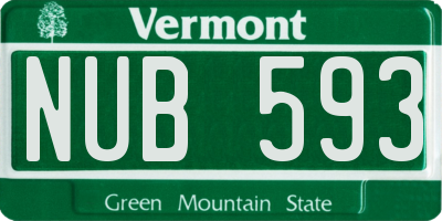 VT license plate NUB593