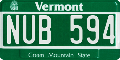 VT license plate NUB594