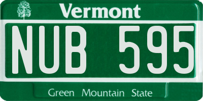 VT license plate NUB595