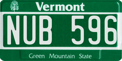VT license plate NUB596