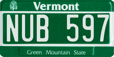 VT license plate NUB597
