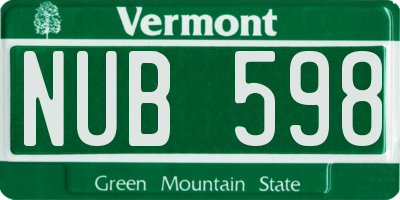 VT license plate NUB598