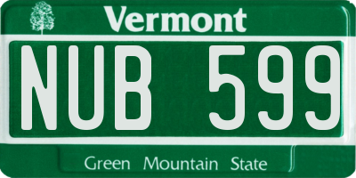 VT license plate NUB599