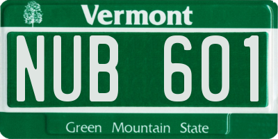 VT license plate NUB601
