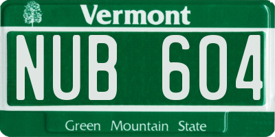 VT license plate NUB604