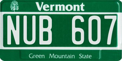 VT license plate NUB607