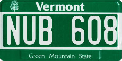 VT license plate NUB608