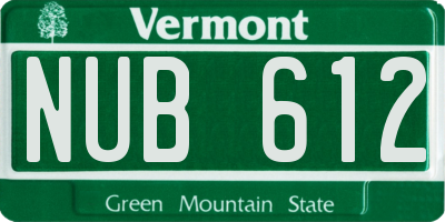 VT license plate NUB612