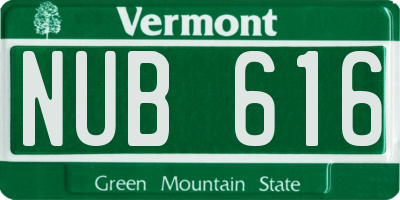 VT license plate NUB616