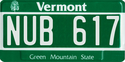 VT license plate NUB617