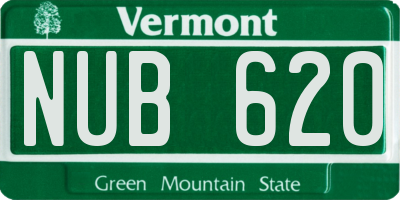 VT license plate NUB620