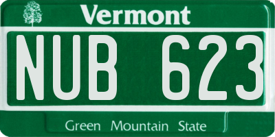 VT license plate NUB623