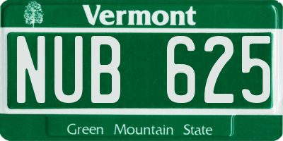 VT license plate NUB625