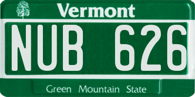 VT license plate NUB626