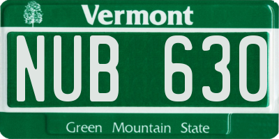 VT license plate NUB630