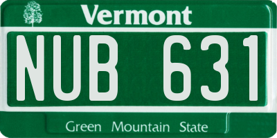 VT license plate NUB631