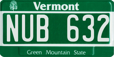 VT license plate NUB632