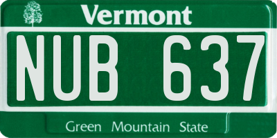 VT license plate NUB637
