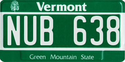 VT license plate NUB638