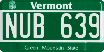 VT license plate NUB639