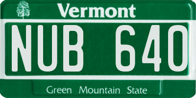 VT license plate NUB640